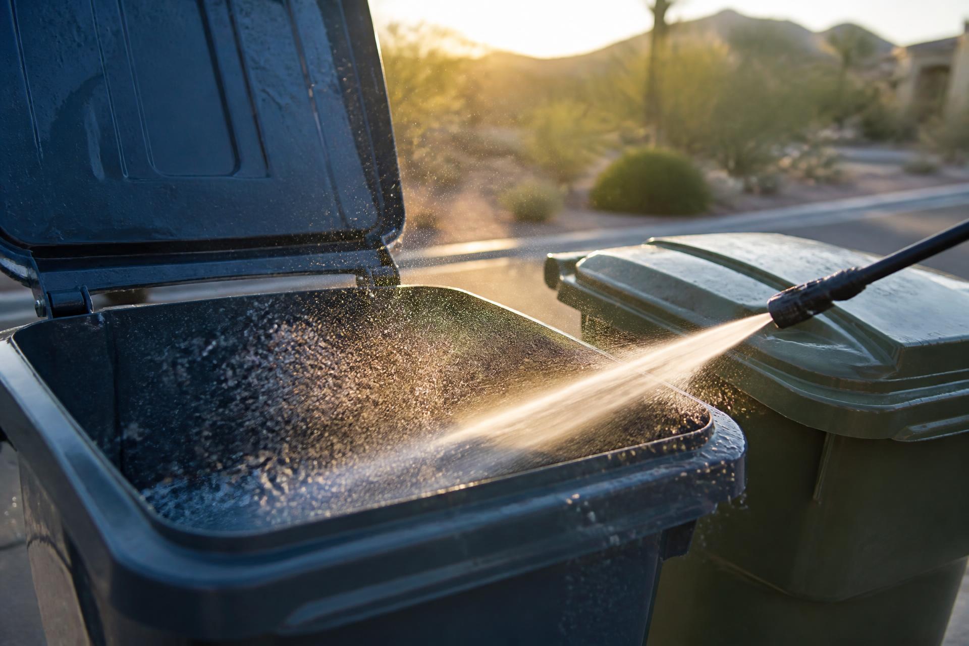Clean residential trash bins outside a Coachella Valley home